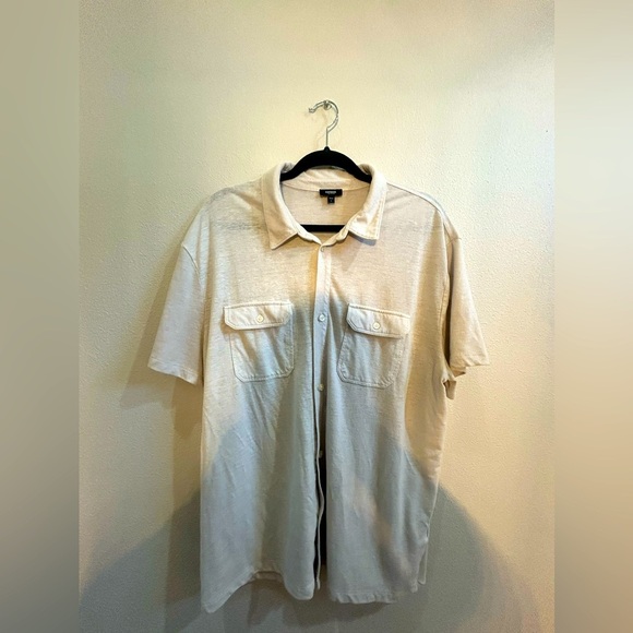 EXPRESS Men's White Short Sleeve Linen Shirt - Picture 1 of 2